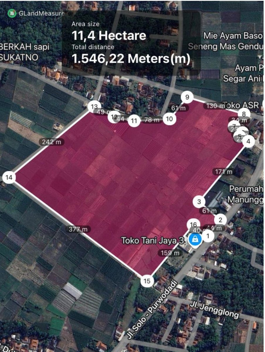 Dijual Tanah Zona Merah/Industri Strategis Dengan Kontur Tanah Datar di Kacangan Sumberlawang Sragen