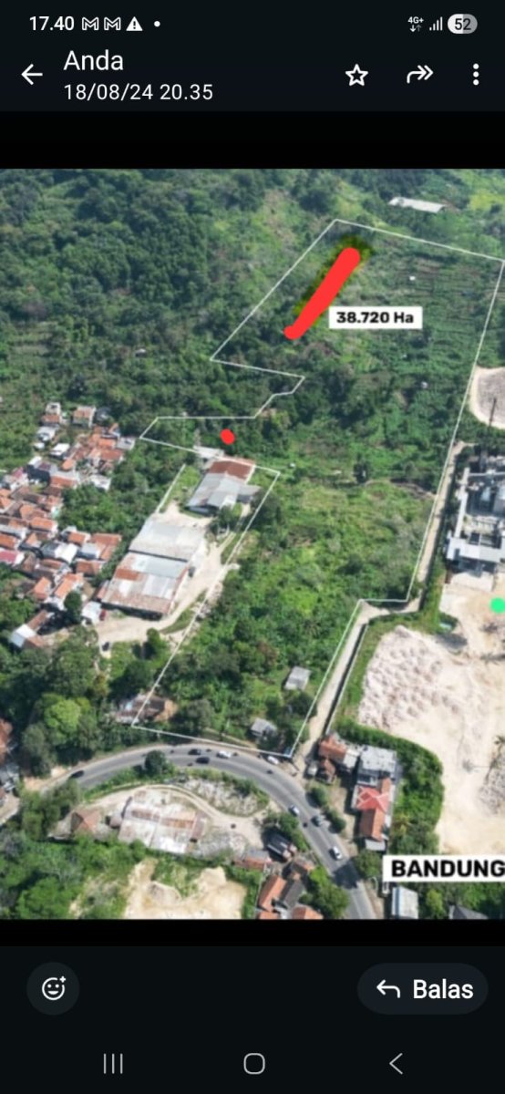 Jual Lahan 3,8 ha SHM, tepi jl Padalarang, Bandung, cocok untuk pabrik, gudang besar atau Kompek Gudang Multiguna. Ada mata air