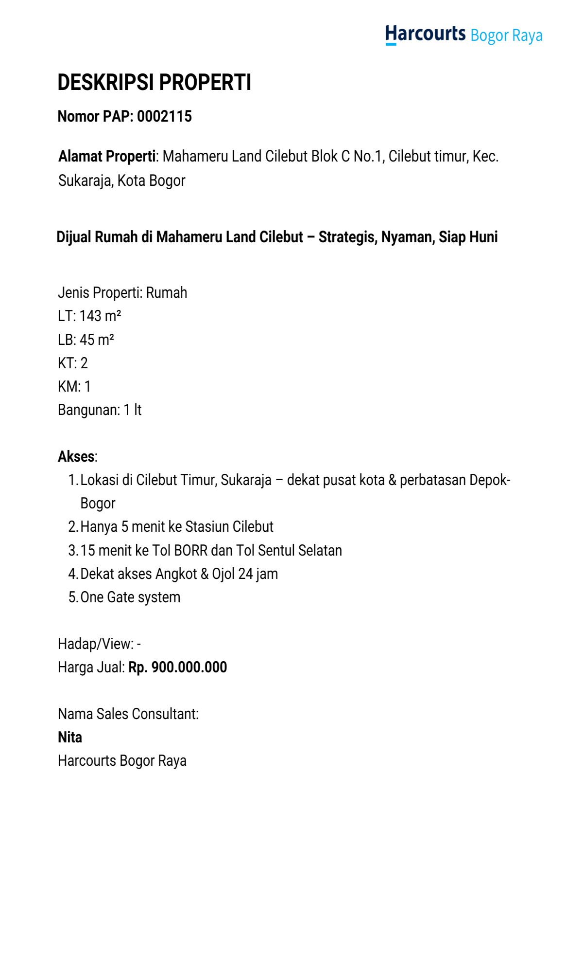 Dijual Rumah di Mahameru Land Cilebut – Strategis, Nyaman, Siap Huni - Foto 2