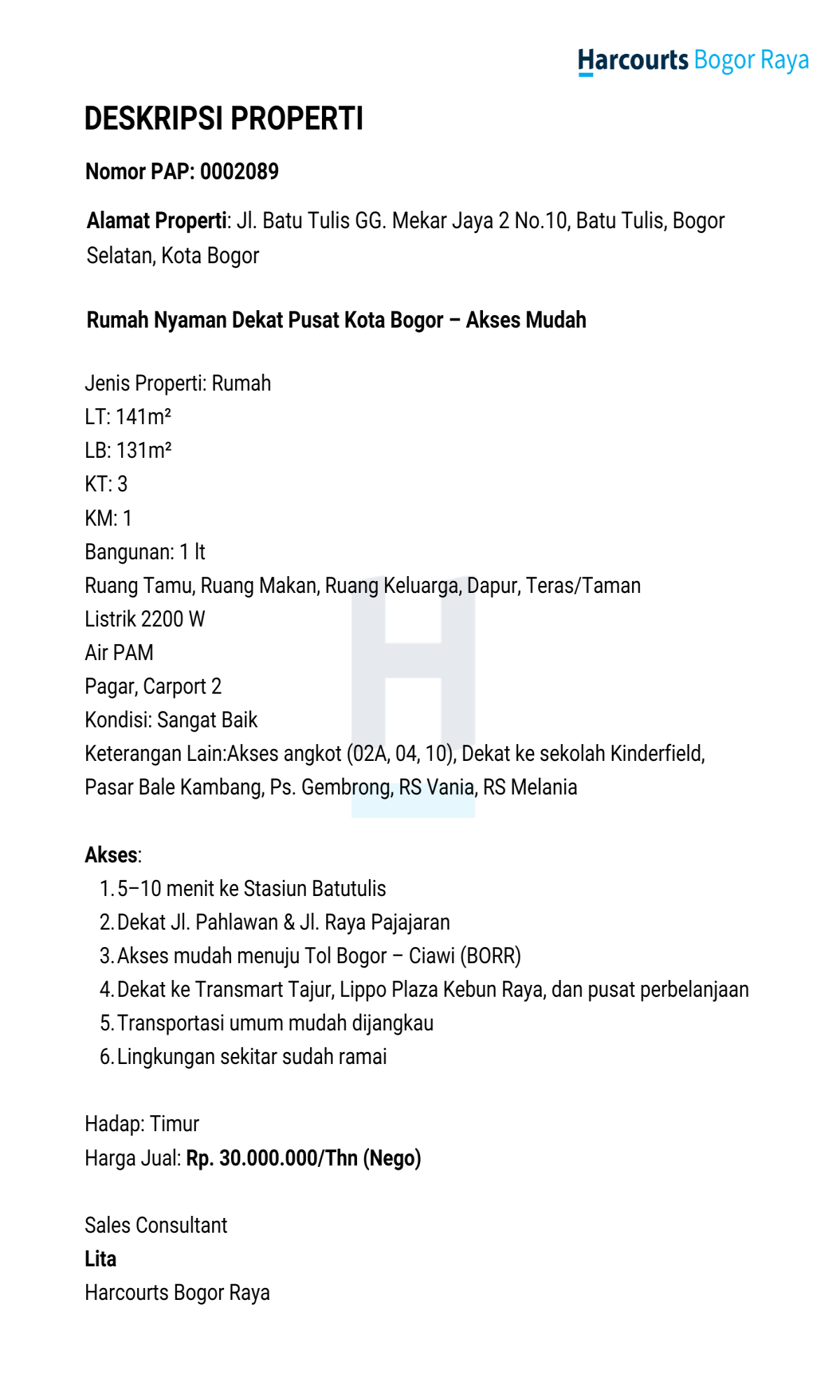 Rumah Nyaman Dekat Pusat Kota Bogor – Akses Mudah