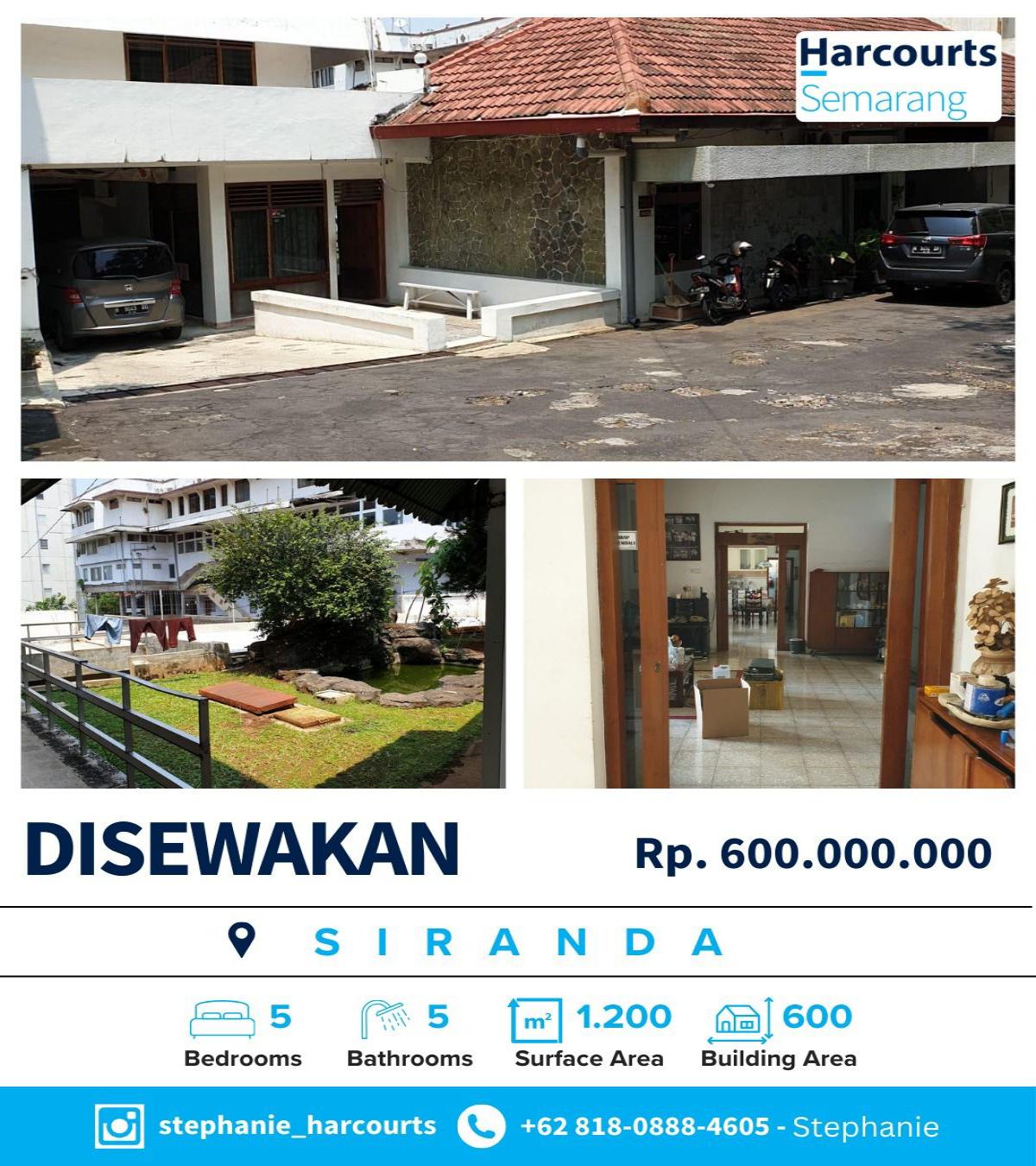 Sewa Rumah Kontrakan Bagus Furnished Besar Luas 600M  Di Siranda, Semarang