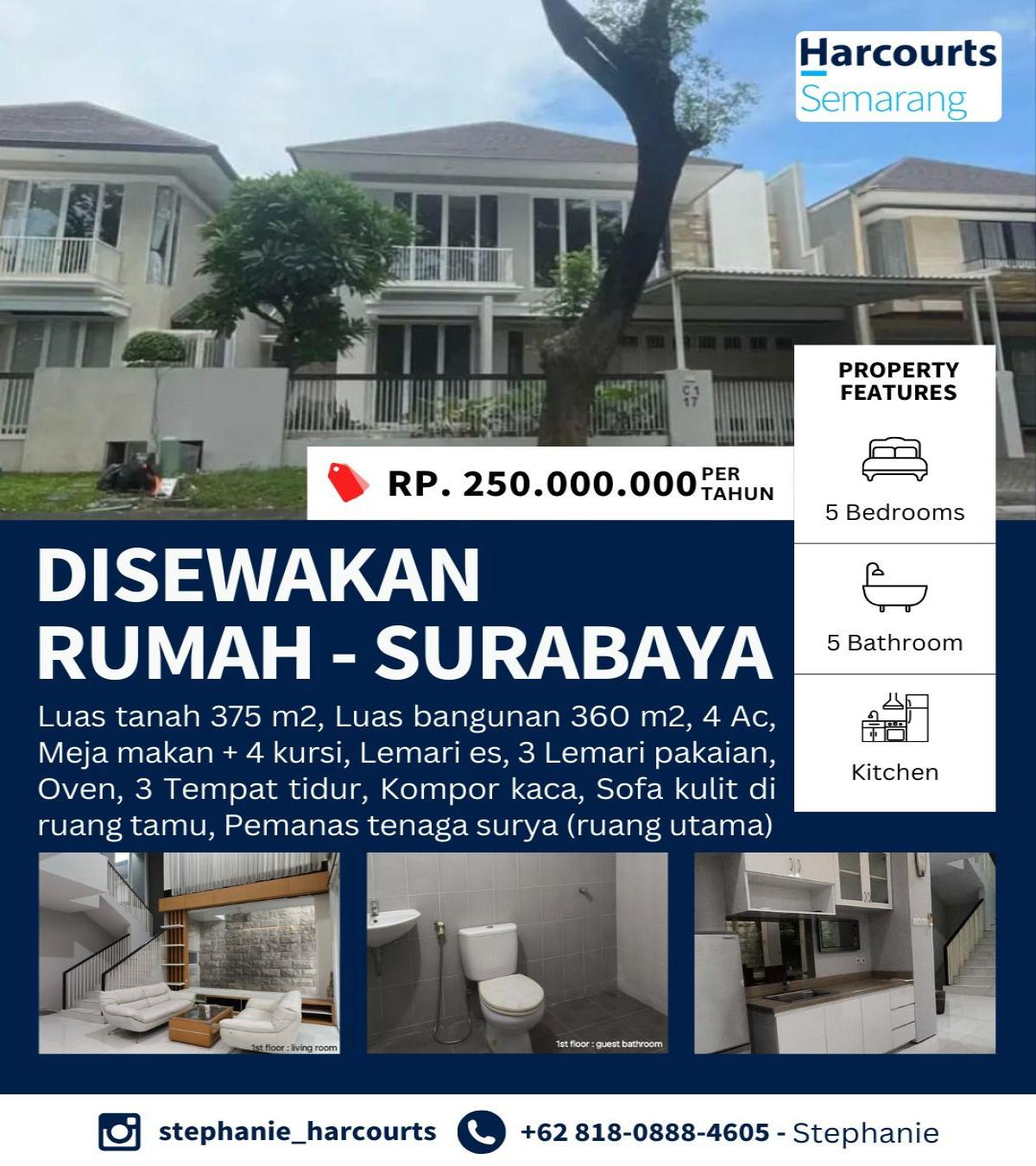Sewa Rumah di  Permuahan Royal Residence Boulvevard di Surabaya Min 2 Thn