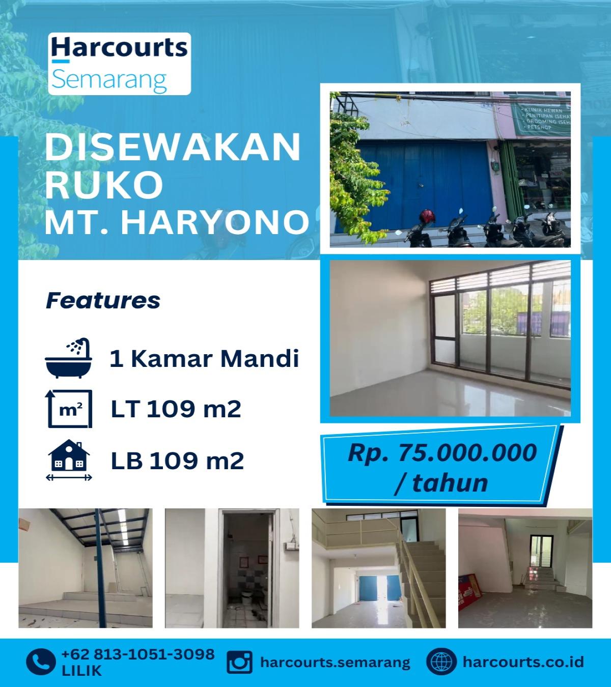 Ruko Murah dekat Jalan Besasr 109 m2 Mt Haryono, Semarang Selatan